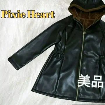 새상품급 픽시 하트 가죽 느낌 코트 후드 아우터 라이더 보아