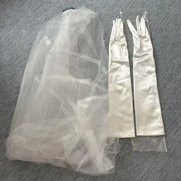 화이트 웨딩 베일과 장갑 세트