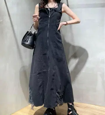 JEANASIS 지나시스 크러쉬 데님 점프 스커트 여성용