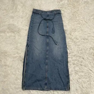 ZARA 자라 벨트 데님 롱 스커트 타이트 스커트 블루