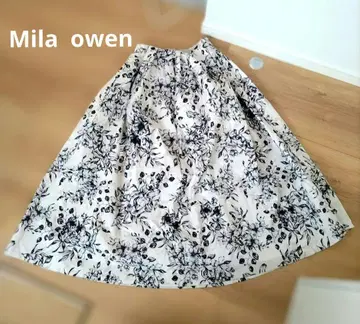 Mila Owen 플라워 프린트 롱 플레어 스커트
