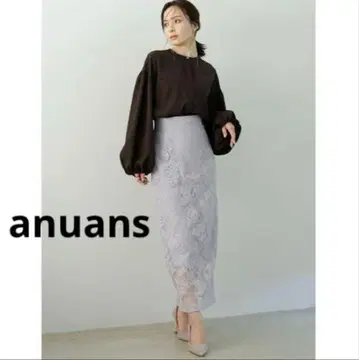 anuans 아뉴앙스 부케 레이스 타이트 스커트 롱 스커트 S 보라색