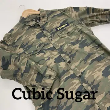 큐빅 슈가 U.S.NAVY 카모플라주 패턴 7부 소매 셔츠 #2461