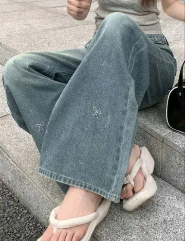 여성용 큐빅 데님 바지