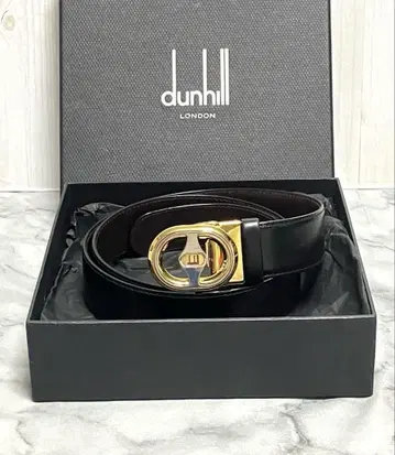 dunhill 던힐 콤비 버클 블랙 브라운 리버서블 가죽 벨트