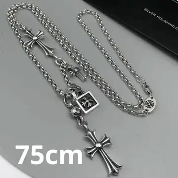 크로스 모티브 목걸이 실버 75cm