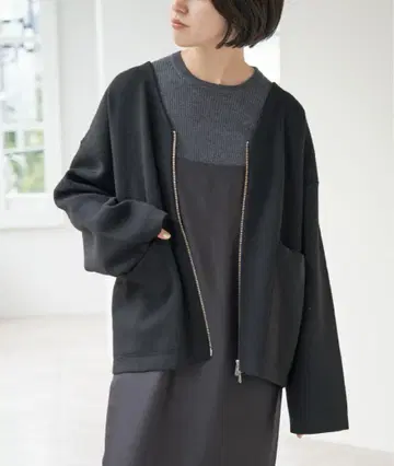 Spick&Span 더블 지퍼 니트 가디건 긴팔 겉옷 울 혼방