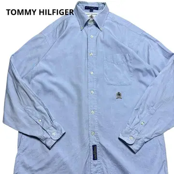 TOMMY HILFIGER 스카이블루 긴팔 셔츠 로고 자수 포함