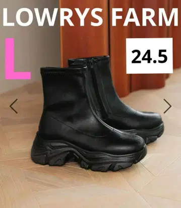 LOWRYS FARM 스트레치 스니커즈 부츠 블랙 L 24.0