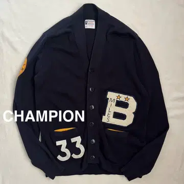 [ 완판 복각 런택 ] champion 레터드 가디건 와펜 L
