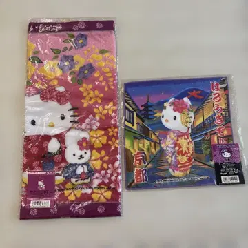 헤이세이 레트로 교토 한정판 헬로키티 타월 세트