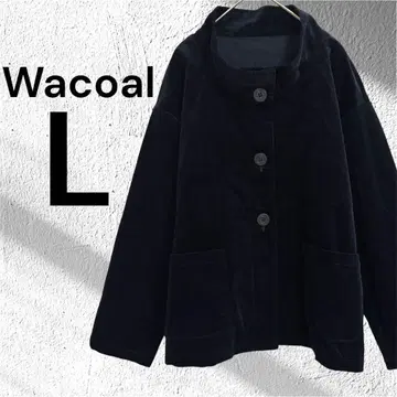 와코루 코트 숏 기장 스탠드 카라 코듀로이 버튼 루즈핏 L
