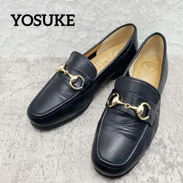 새상품급 YOSUKE 요스케 비트 로퍼 22.5cm 블랙 가죽