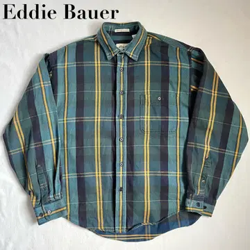 90s 화이트 택 Eddie Bauer 플란넬 셔츠 XL 원단 USA제