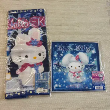 헤이세이 레트로 눈토끼 헬로키티 타월 세트 2장