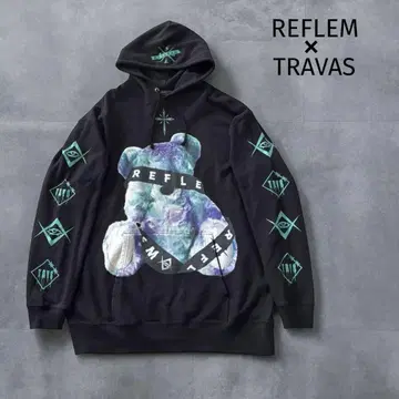 REFLEM x TRAVAS 오버 사이즈 후드티 FREE 블랙