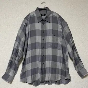 IKE BEHAR 그레이 체크 무늬 긴팔 셔츠 L