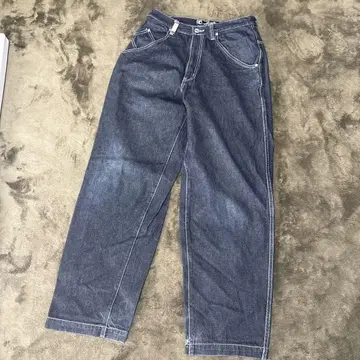 KANI JEANS 데님 팬츠 자수 로고 다크 네이비 W32 플레이트