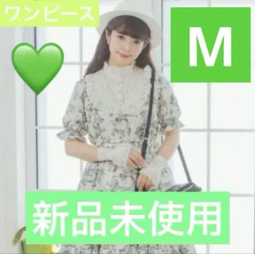 아오키 미사코 시마무라 트와 드 주이 패턴 반팔 롱 원피스 M 민트 그린