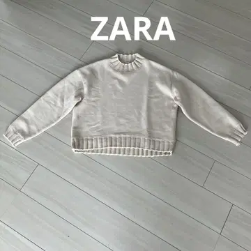 ZARA 자라 아이보리 맨투맨 니트 트레이닝복 리브 S