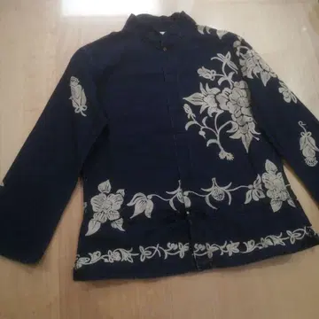 45rpm 네이비 나염 일본풍 패턴 인디고 블라우스 자켓