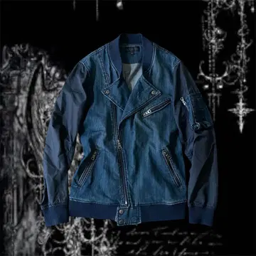 y2k denim nylon riders jacket 2000's