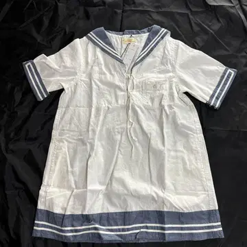 Wcloset [미사용] 세일러 카라 반팔 상의 화이트/네이비
