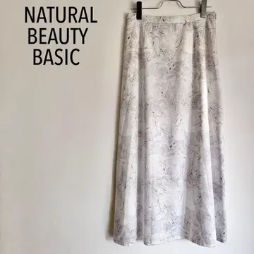 NATURAL BEAUTY BACIC 롱 스커트 새틴 마블 패턴