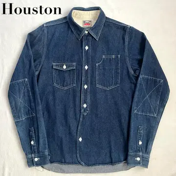 Houston 데님 셔츠 워크 셔츠 일본제 M 휴스턴 엘보 배치 부착