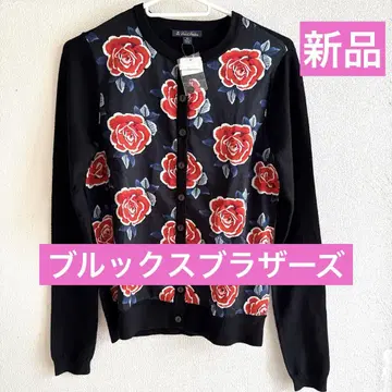 택 포함 새상품 브룩스브라더스 빨간색 장미 무늬 긴팔 가디건 XS 사이즈