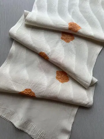 와다시 오비 장식 천 화이트 베이스 오렌지 꽃