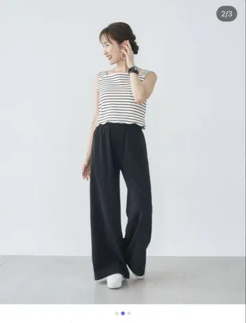 CONNSE 네이비 라메 팬츠 블랙 S