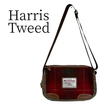 해리스 트위드 빨간색 체크 무늬 숄더백