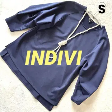 INDIVI 인디비 7부 소매 블라우스 꽃 네이비 S 사이즈