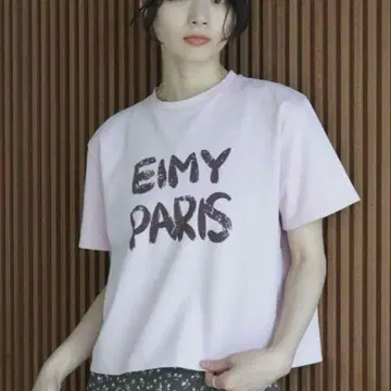 페인트풍 로고 EIMY PARIS 티셔츠 핑크