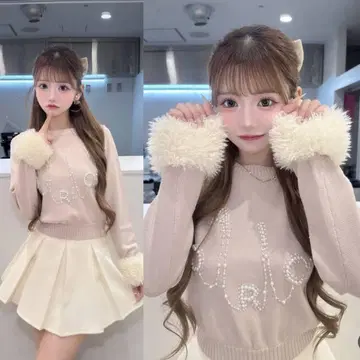 다리치 DARICH 로고 펄 니트탑 핑크