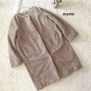 미스틱 mystic 보아 소재 핑크 베이지 코트 F 미들 기장