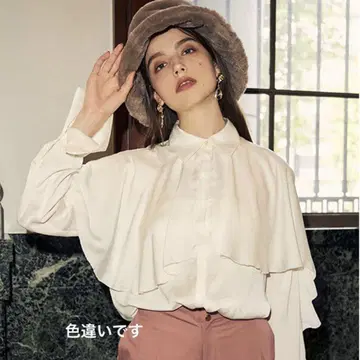 eimy istoire [새상품급] 블랙 빈티지 새틴 프릴 셔츠