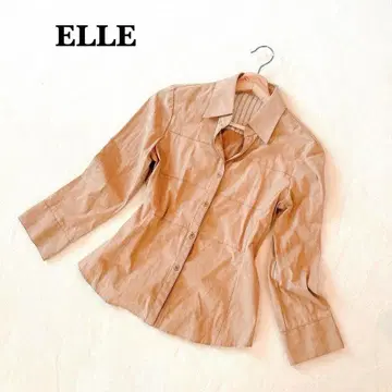 엘르 ELLE 셔츠 긴팔 38 베이지 캐주얼 심플 가죽