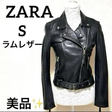 ZARA 자라 양가죽 램 가죽 더블 라이더 자켓 블랙 S