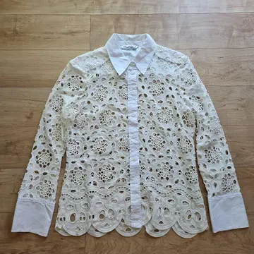 ZARA 화이트 컷워크 레이스 블라우스 셔츠 새상품급 L 사이즈
