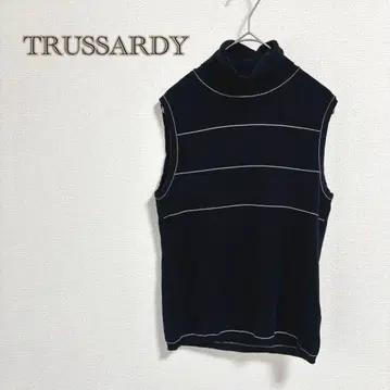 TRUSSARDI 터틀넥 슬리브리스 코튼 썸머 니트 얇은 소재