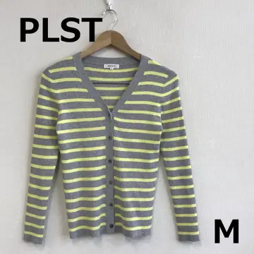 H0918A16 [ PLST ] 보더 무늬 리브 가디건