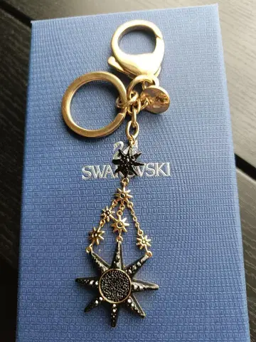 SWAROVSKI 스와로브스키 별 모양 키링 블랙 골드