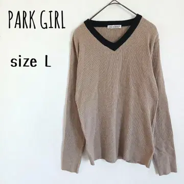 [ PARK GIRL ] 배색 V넥 리브 니트탑 오피스 캐주얼 돌려입기