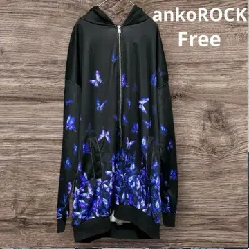 새상품급 ankoROCK 앙코록 장미 장미 나비 나비 오버 사이즈 후드티