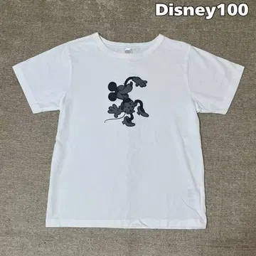 Disney100 미키 프린트 T셔츠 화이트 기념 모델 XL