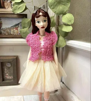 인형용 핸드메이드 체리 레이스 뜨기 가디건 아웃핏