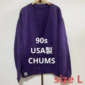 90s USA CHUMS 허리케인 가디건 L 페이드 퍼플