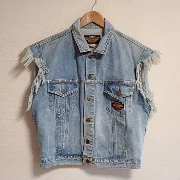 할리데이비슨 데님 베스트 자켓 G 로고 와펜